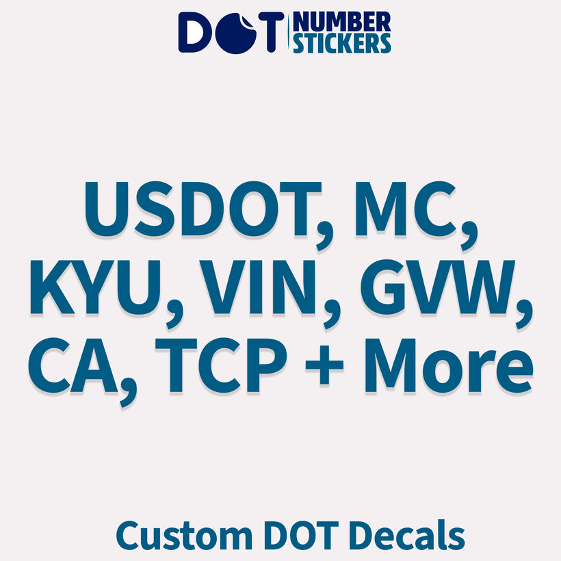 USDOT, MC, CA, TXDOT, GVW, VIN, TCP, PUCO, PA PUC, WA UTC &amp; Regulation Numbers