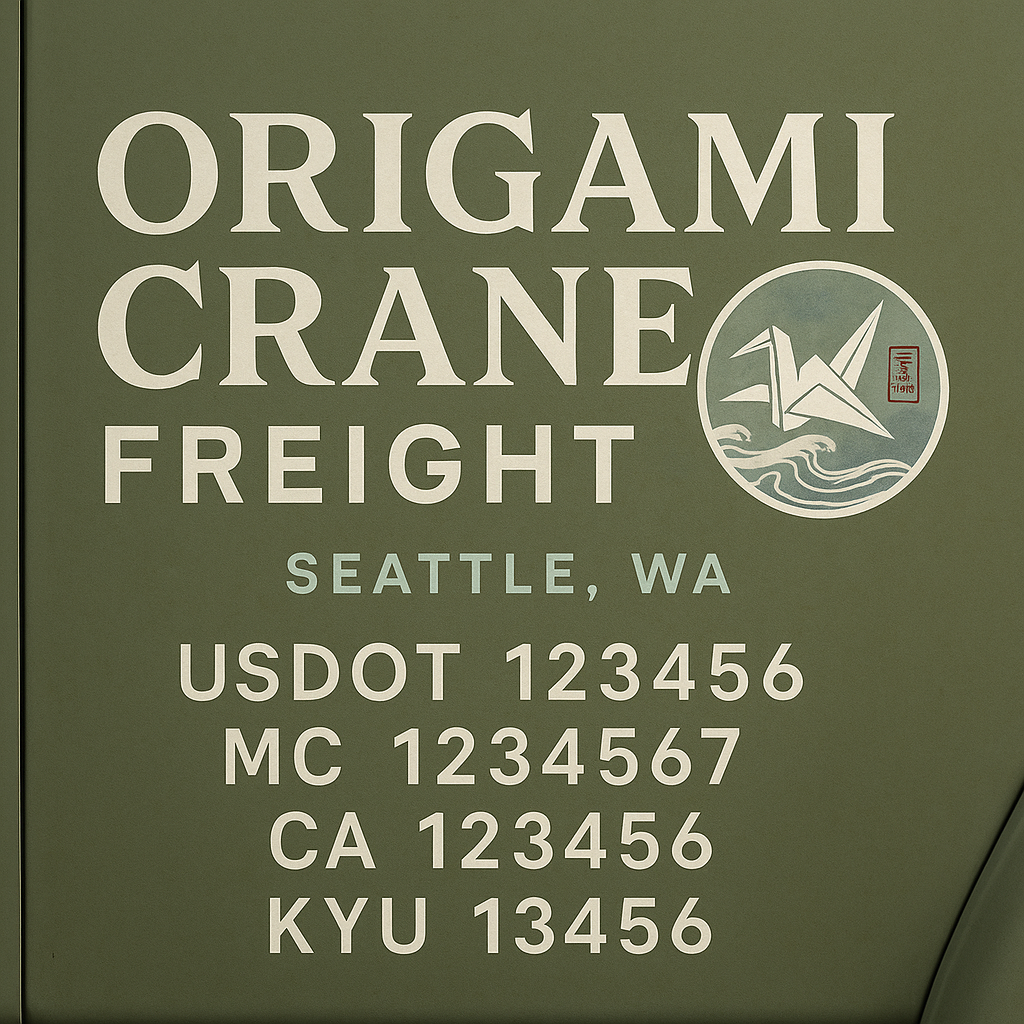 Custom Truck Door Decal Sticker Lettering with Trucking Name or Company Name, City & State, US DOT, MC, CA, KYU, GVW, VIN Sign (Set of 2)