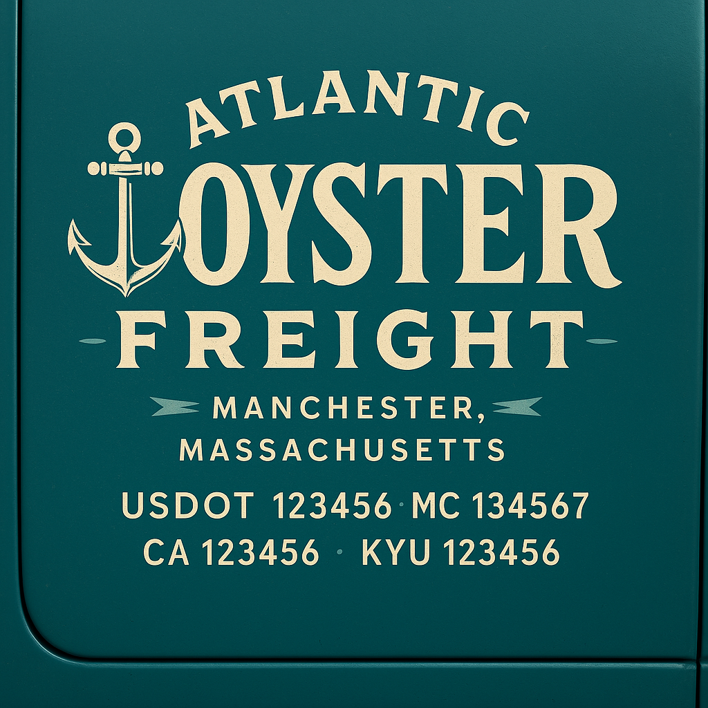Custom Truck Door Decal Sticker Lettering with Trucking Name or Company Name, City & State, US DOT, MC, CA, KYU, GVW, VIN Sign (Set of 2)