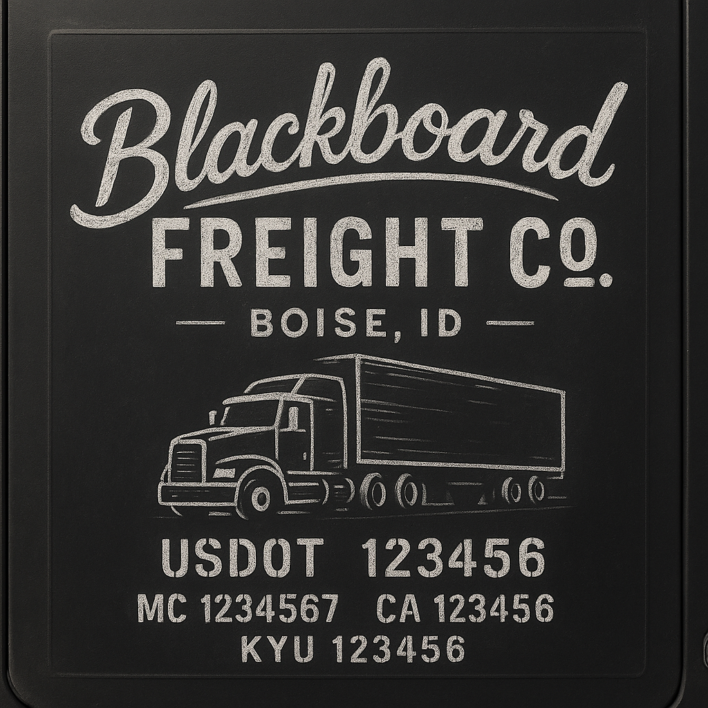 Custom Truck Door Decal Sticker Lettering with Trucking Name or Company Name, City & State, US DOT, MC, CA, KYU, GVW, VIN Sign (Set of 2)