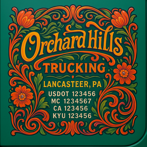 Custom Truck Door Decal Sticker Lettering with Trucking Name or Company Name, City & State, US DOT, MC, CA, KYU, GVW, VIN Sign (Set of 2)