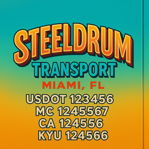 Custom Truck Door Decal Sticker Lettering with Trucking Name or Company Name, City & State, US DOT, MC, CA, KYU, GVW, VIN Sign (Set of 2)