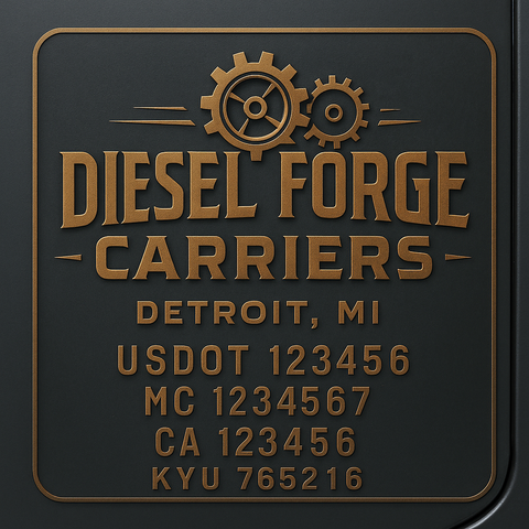 Custom Truck Door Decal Sticker Lettering with Trucking Name or Company Name, City & State, US DOT, MC, CA, KYU, GVW, VIN Sign (Set of 2)