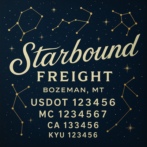 Custom Truck Door Decal Sticker Lettering with Trucking Name or Company Name, City & State, US DOT, MC, CA, KYU, GVW, VIN Sign (Set of 2)