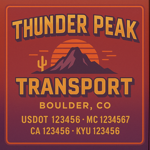 Custom Truck Door Decal Sticker Lettering with Trucking Name or Company Name, City & State, US DOT, MC, CA, KYU, GVW, VIN Sign (Set of 2)
