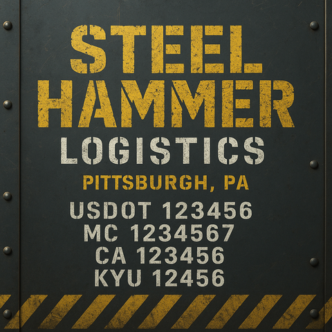 Custom Truck Door Decal Sticker Lettering with Trucking Name or Company Name, City & State, US DOT, MC, CA, KYU, GVW, VIN Sign (Set of 2)