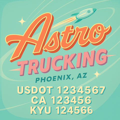 Custom Truck Door Decal Sticker Lettering with Trucking Name or Company Name, City & State, US DOT, MC, CA, KYU, GVW, VIN Sign (Set of 2)