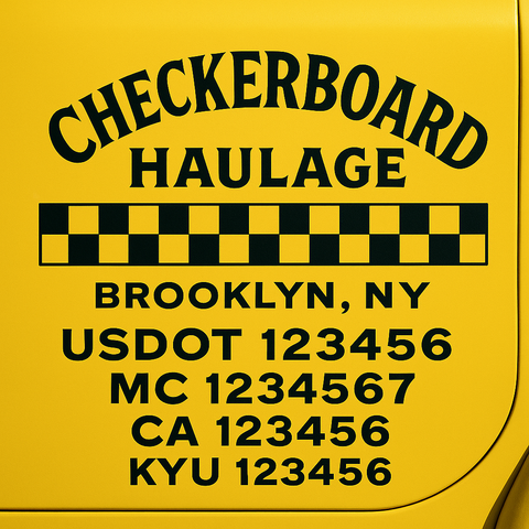 Custom Truck Door Decal Sticker Lettering with Trucking Name or Company Name, City & State, US DOT, MC, CA, KYU, GVW, VIN Sign (Set of 2)