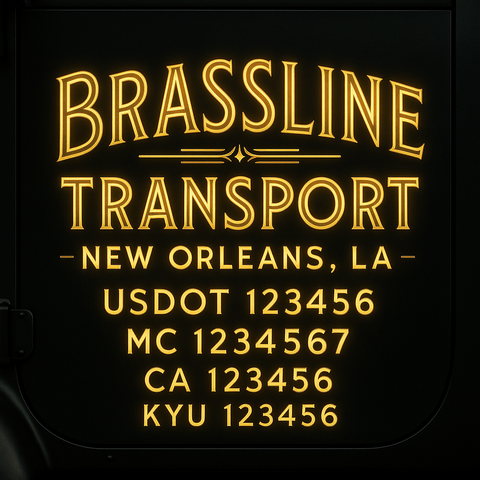 Custom Truck Door Decal Sticker Lettering with Trucking Name or Company Name, City & State, US DOT, MC, CA, KYU, GVW, VIN Sign (Set of 2)