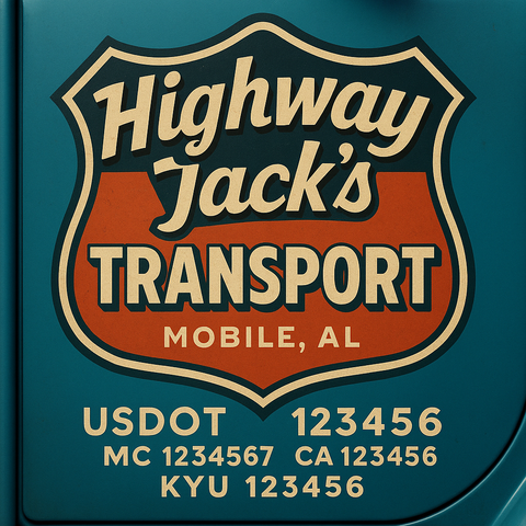 Custom Truck Door Decal Sticker Lettering with Trucking Name or Company Name, City & State, US DOT, MC, CA, KYU, GVW, VIN Sign (Set of 2)