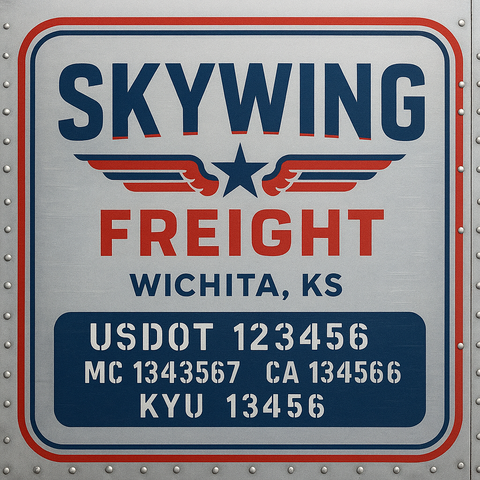 Custom Truck Door Decal Sticker Lettering with Trucking Name or Company Name, City & State, US DOT, MC, CA, KYU, GVW, VIN Sign (Set of 2)