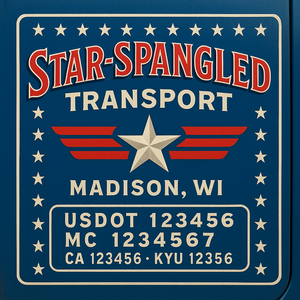 Custom Truck Door Decal Sticker Lettering with Trucking Name or Company Name, City & State, US DOT, MC, CA, KYU, GVW, VIN Sign (Set of 2)