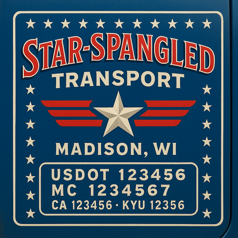 Custom Truck Door Decal Sticker Lettering with Trucking Name or Company Name, City & State, US DOT, MC, CA, KYU, GVW, VIN Sign (Set of 2)