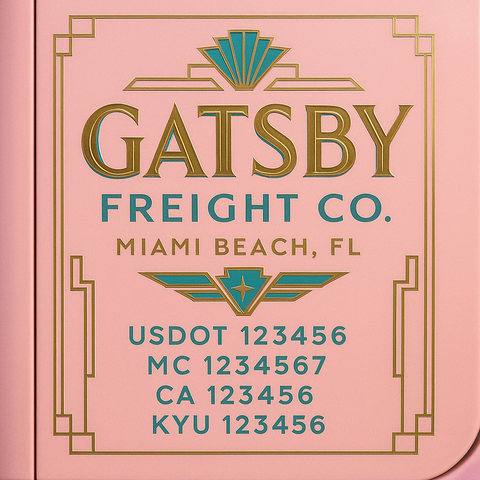 Custom Truck Door Decal Sticker Lettering with Trucking Name or Company Name, City & State, US DOT, MC, CA, KYU, GVW, VIN Sign (Set of 2)