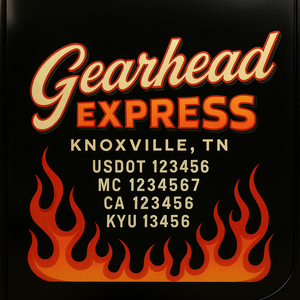 Custom Truck Door Decal Sticker Lettering with Trucking Name or Company Name, City & State, US DOT, MC, CA, KYU, GVW, VIN Sign (Set of 2)