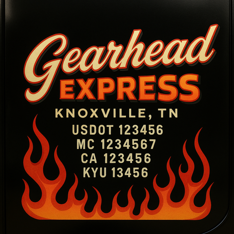 Custom Truck Door Decal Sticker Lettering with Trucking Name or Company Name, City & State, US DOT, MC, CA, KYU, GVW, VIN Sign (Set of 2)