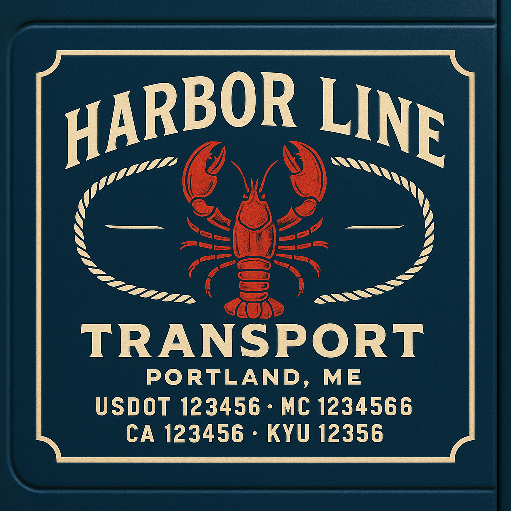Custom Truck Door Decal Sticker Lettering with Trucking Name or Company Name, City & State, US DOT, MC, CA, KYU, GVW, VIN Sign (Set of 2)