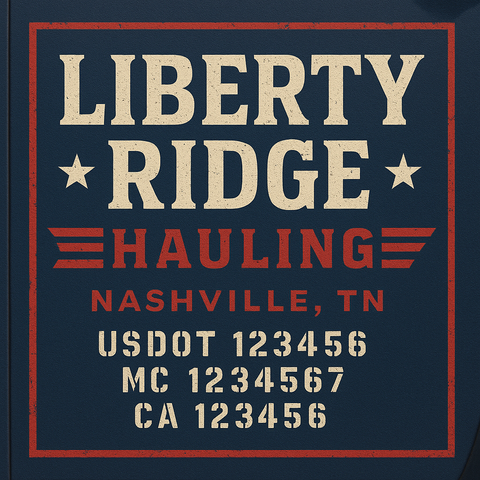 Custom Truck Door Decal Sticker Lettering with Trucking Name or Company Name, City & State, US DOT, MC, CA, KYU, GVW, VIN Sign (Set of 2)