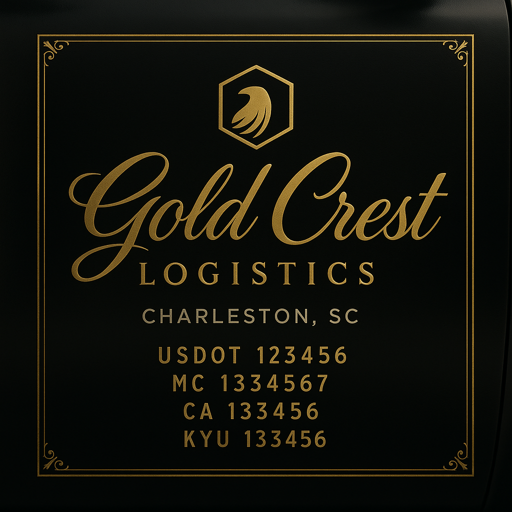 Custom Truck Door Decal Sticker Lettering with Trucking Name or Company Name, City & State, US DOT, MC, CA, KYU, GVW, VIN Sign (Set of 2)