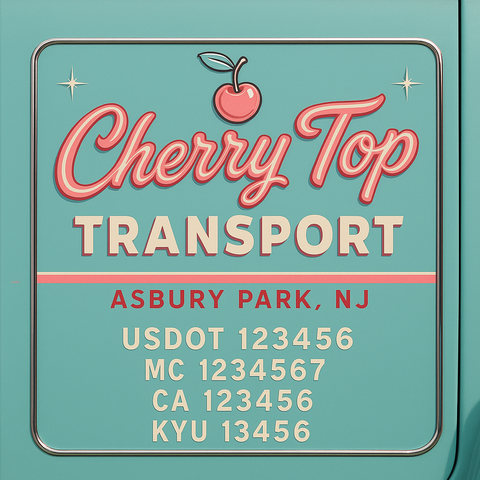 Custom Truck Door Decal Sticker Lettering with Trucking Name or Company Name, City & State, US DOT, MC, CA, KYU, GVW, VIN Sign (Set of 2)