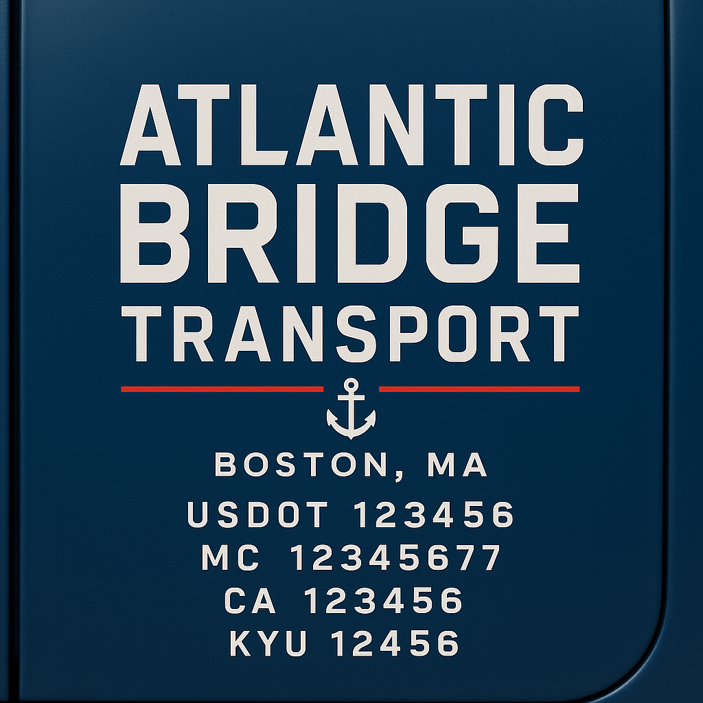 Custom Truck Door Decal Sticker Lettering with Trucking Name or Company Name, City & State, US DOT, MC, CA, KYU, GVW, VIN Sign (Set of 2)