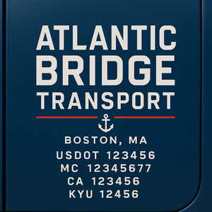 Custom Truck Door Decal Sticker Lettering with Trucking Name or Company Name, City & State, US DOT, MC, CA, KYU, GVW, VIN Sign (Set of 2)