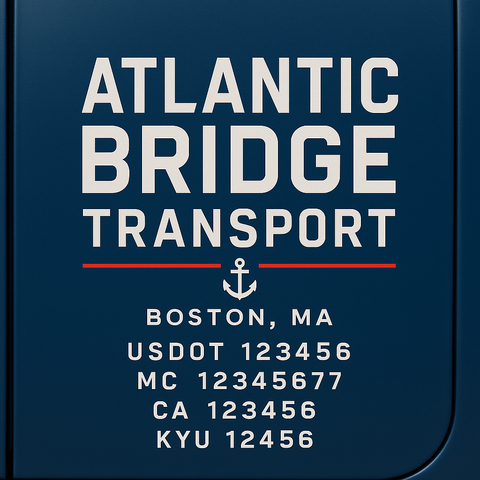 Custom Truck Door Decal Sticker Lettering with Trucking Name or Company Name, City & State, US DOT, MC, CA, KYU, GVW, VIN Sign (Set of 2)