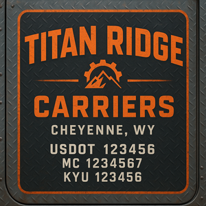 Custom Truck Door Decal Sticker Lettering with Trucking Name or Company Name, City & State, US DOT, MC, CA, KYU, GVW, VIN Sign (Set of 2)