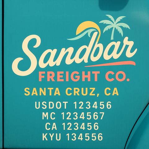 Custom Truck Door Decal Sticker Lettering with Trucking Name or Company Name, City & State, US DOT, MC, CA, KYU, GVW, VIN Sign (Set of 2)