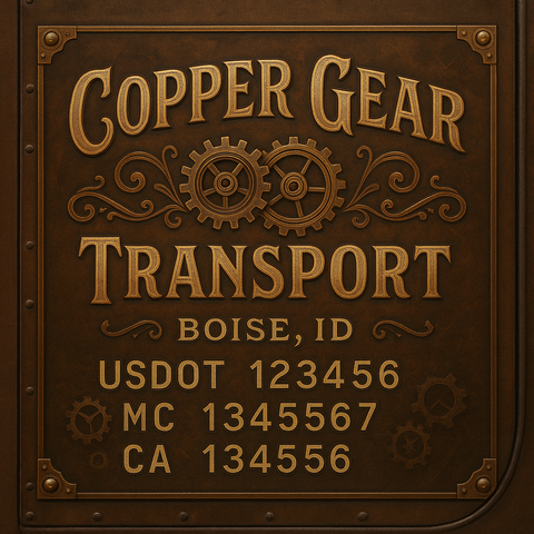 Custom Truck Door Decal Sticker Lettering with Trucking Name or Company Name, City & State, US DOT, MC, CA, KYU, GVW, VIN Sign (Set of 2)