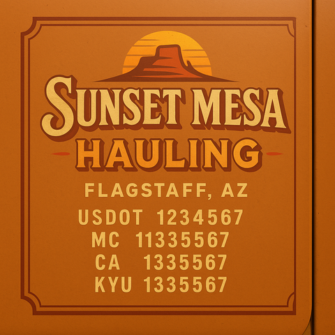 Custom Truck Door Decal Sticker Lettering with Trucking Name or Company Name, City & State, US DOT, MC, CA, KYU, GVW, VIN Sign (Set of 2)