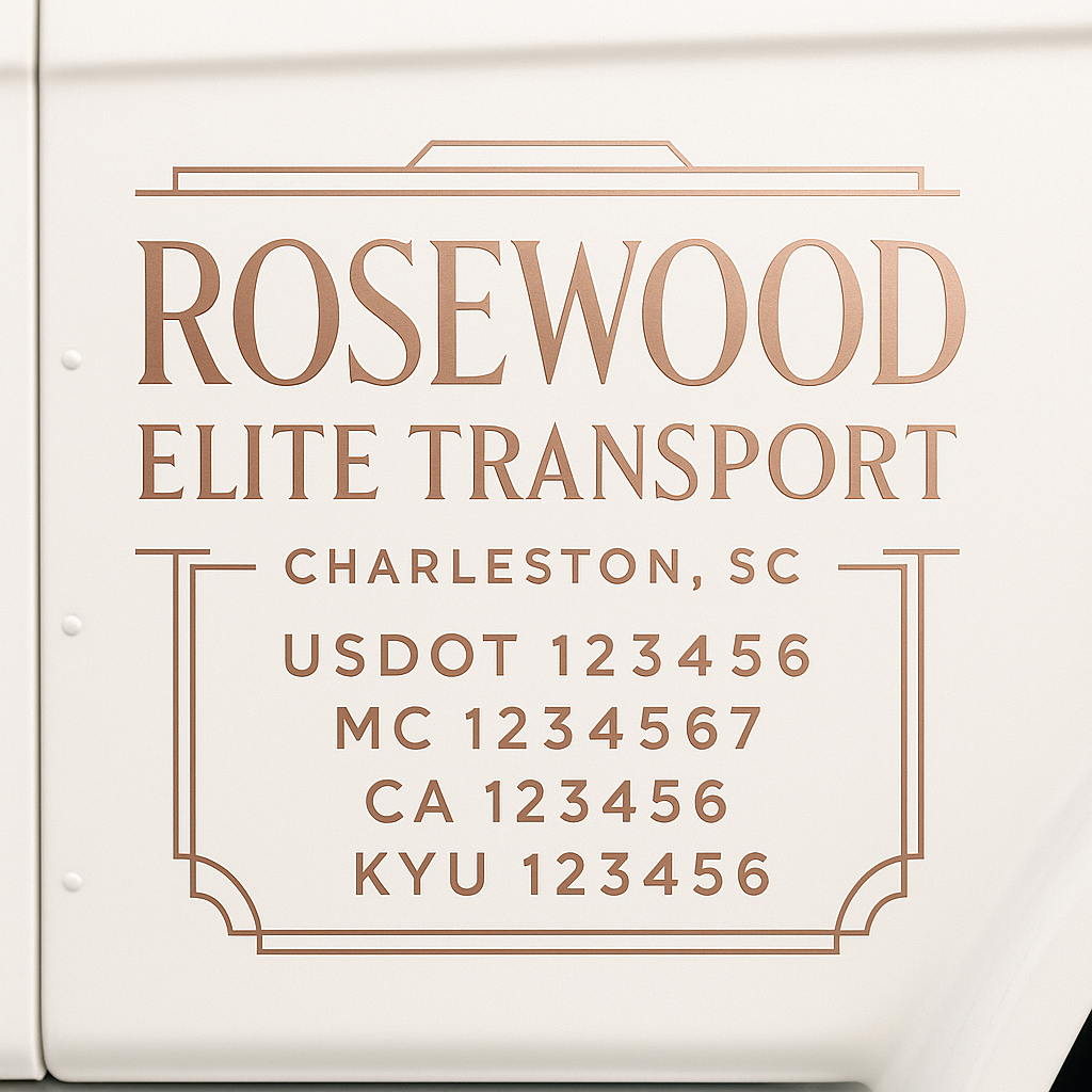 Custom Truck Door Decal Sticker Lettering with Trucking Name or Company Name, City & State, US DOT, MC, CA, KYU, GVW, VIN Sign (Set of 2)