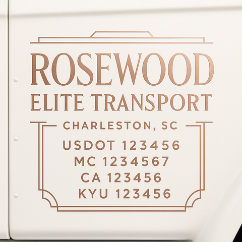 Custom Truck Door Decal Sticker Lettering with Trucking Name or Company Name, City & State, US DOT, MC, CA, KYU, GVW, VIN Sign (Set of 2)
