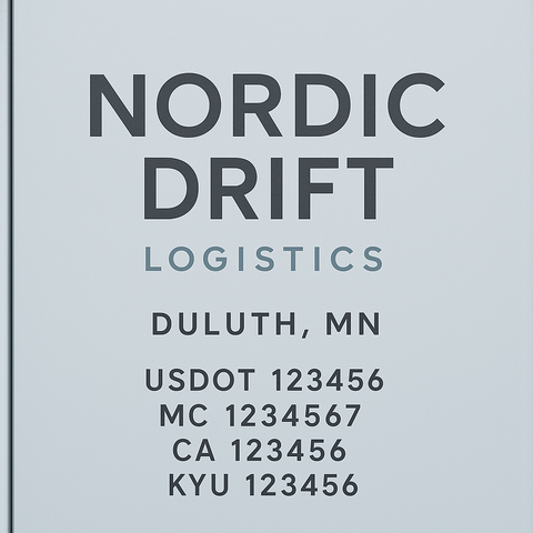 Custom Truck Door Decal Sticker Lettering with Trucking Name or Company Name, City & State, US DOT, MC, CA, KYU, GVW, VIN Sign (Set of 2)