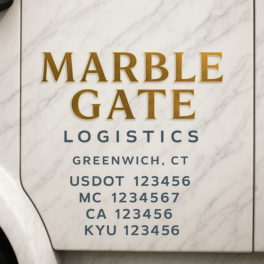 Custom Truck Door Decal Sticker Lettering with Trucking Name or Company Name, City & State, US DOT, MC, CA, KYU, GVW, VIN Sign (Set of 2)