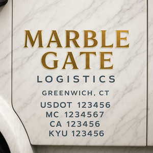 Custom Truck Door Decal Sticker Lettering with Trucking Name or Company Name, City & State, US DOT, MC, CA, KYU, GVW, VIN Sign (Set of 2)