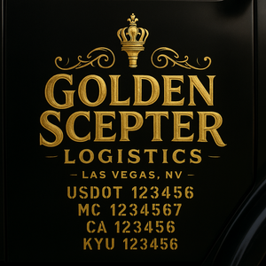 Custom Truck Door Decal Sticker Lettering with Trucking Name or Company Name, City & State, US DOT, MC, CA, KYU, GVW, VIN Sign (Set of 2)