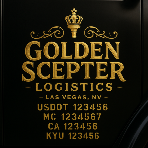 Custom Truck Door Decal Sticker Lettering with Trucking Name or Company Name, City & State, US DOT, MC, CA, KYU, GVW, VIN Sign (Set of 2)