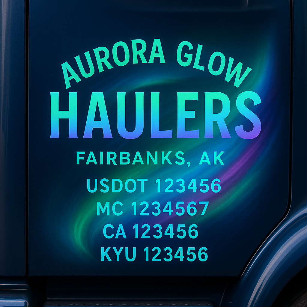 Custom Truck Door Decal Sticker Lettering with Trucking Name or Company Name, City & State, US DOT, MC, CA, KYU, GVW, VIN Sign (Set of 2)