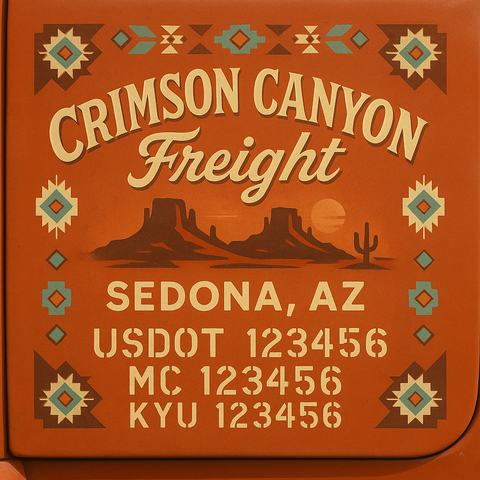 Custom Truck Door Decal Sticker Lettering with Trucking Name or Company Name, City & State, US DOT, MC, CA, KYU, GVW, VIN Sign (Set of 2)