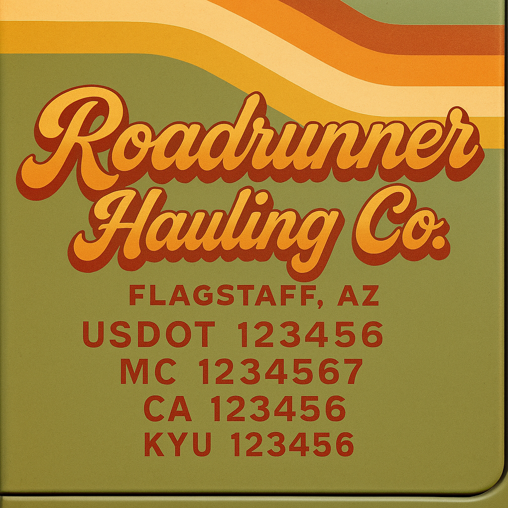 Custom Truck Door Decal Sticker Lettering with Trucking Name or Company Name, City & State, US DOT, MC, CA, KYU, GVW, VIN Sign (Set of 2)