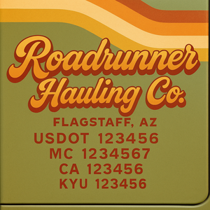 Custom Truck Door Decal Sticker Lettering with Trucking Name or Company Name, City & State, US DOT, MC, CA, KYU, GVW, VIN Sign (Set of 2)