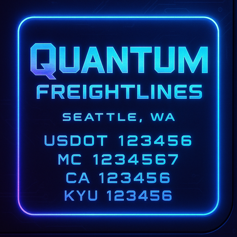 Custom Truck Door Decal Sticker Lettering with Trucking Name or Company Name, City & State, US DOT, MC, CA, KYU, GVW, VIN Sign (Set of 2)