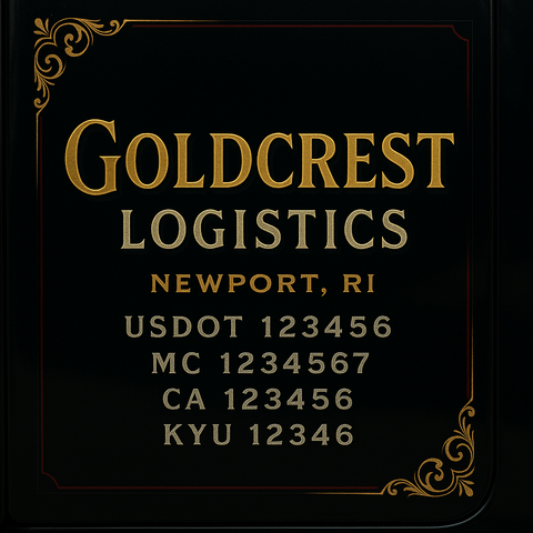 Custom Truck Door Decal Sticker Lettering with Trucking Name or Company Name, City & State, US DOT, MC, CA, KYU, GVW, VIN Sign (Set of 2)