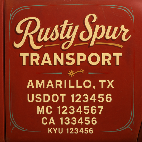 Custom Truck Door Decal Sticker Lettering with Trucking Name or Company Name, City & State, US DOT, MC, CA, KYU, GVW, VIN Sign (Set of 2)