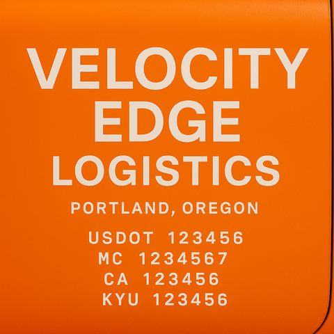 Custom Truck Door Decal Sticker Lettering with Trucking Name or Company Name, City & State, US DOT, MC, CA, KYU, GVW, VIN Sign (Set of 2)