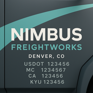 Custom Truck Door Decal Sticker Lettering with Trucking Name or Company Name, City & State, US DOT, MC, CA, KYU, GVW, VIN Sign (Set of 2)