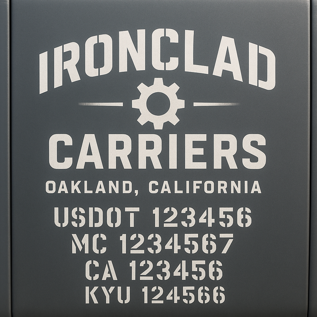 Custom Truck Door Decal Sticker Lettering with Trucking Name or Company Name, City & State, US DOT, MC, CA, KYU, GVW, VIN Sign (Set of 2)