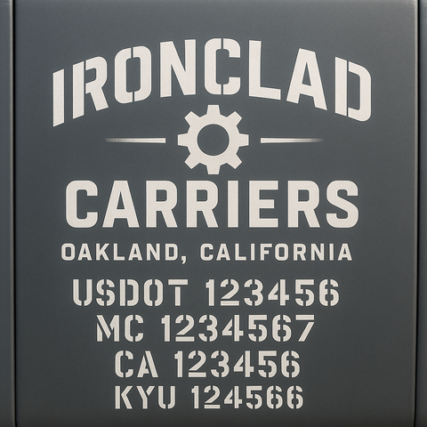 Custom Truck Door Decal Sticker Lettering with Trucking Name or Company Name, City & State, US DOT, MC, CA, KYU, GVW, VIN Sign (Set of 2)