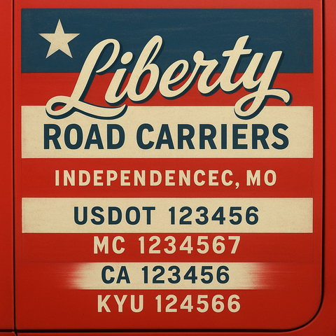 Custom Truck Door Decal Sticker Lettering with Trucking Name or Company Name, City & State, US DOT, MC, CA, KYU, GVW, VIN Sign (Set of 2)